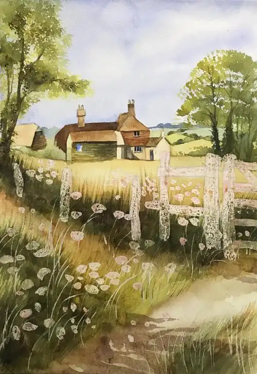 水彩风景画2小农庄