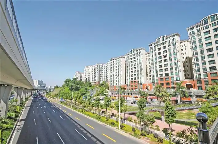 南湾街道经济社会发展一日千里.图为龙岗大道南湾片区景观.