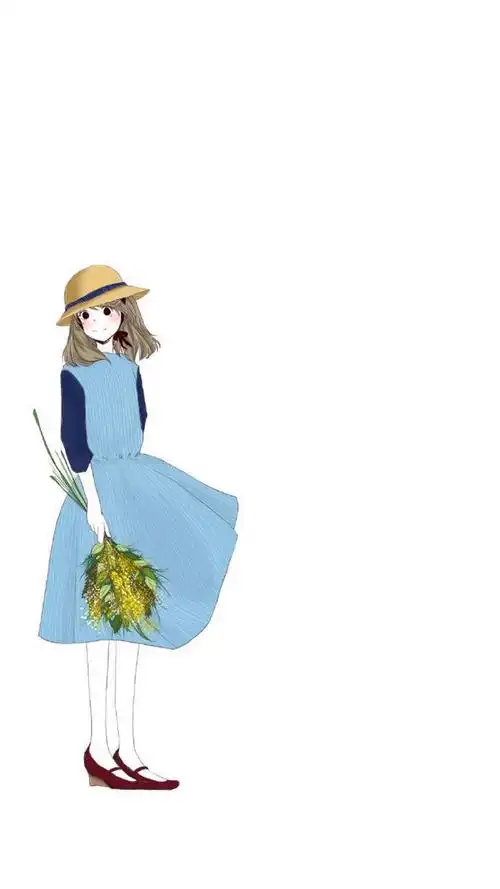 小清新手绘美女插画高清手机壁纸