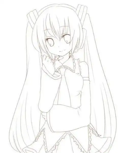 初音动漫人物线稿