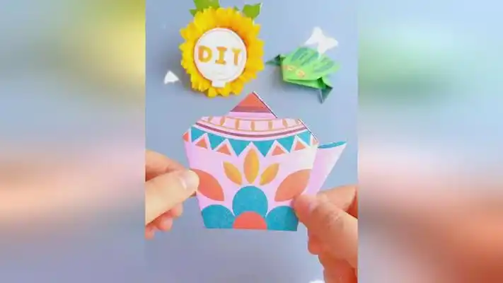 创意手工折纸,可爱又漂亮的茶壶