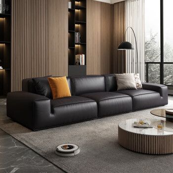 兰尼森意式轻奢真皮沙发网红款大黑牛直排沙发简约现代家用客厅皮艺