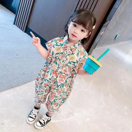 宝宝连体衣夏季薄款1-3岁婴儿童哈衣女童夏装外出衣公主洋气小童0