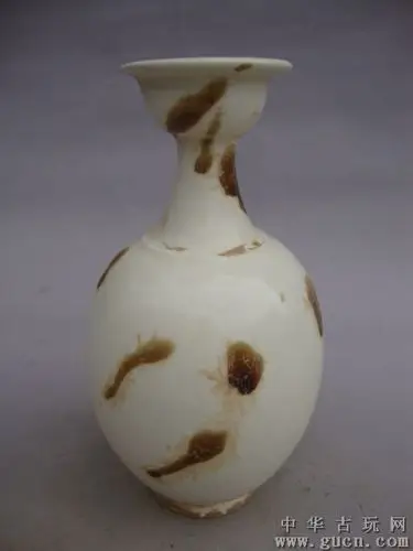 宋定窑.带有泪痕.竹丝刷痕纹.敞口瓶古董古玩古瓷器