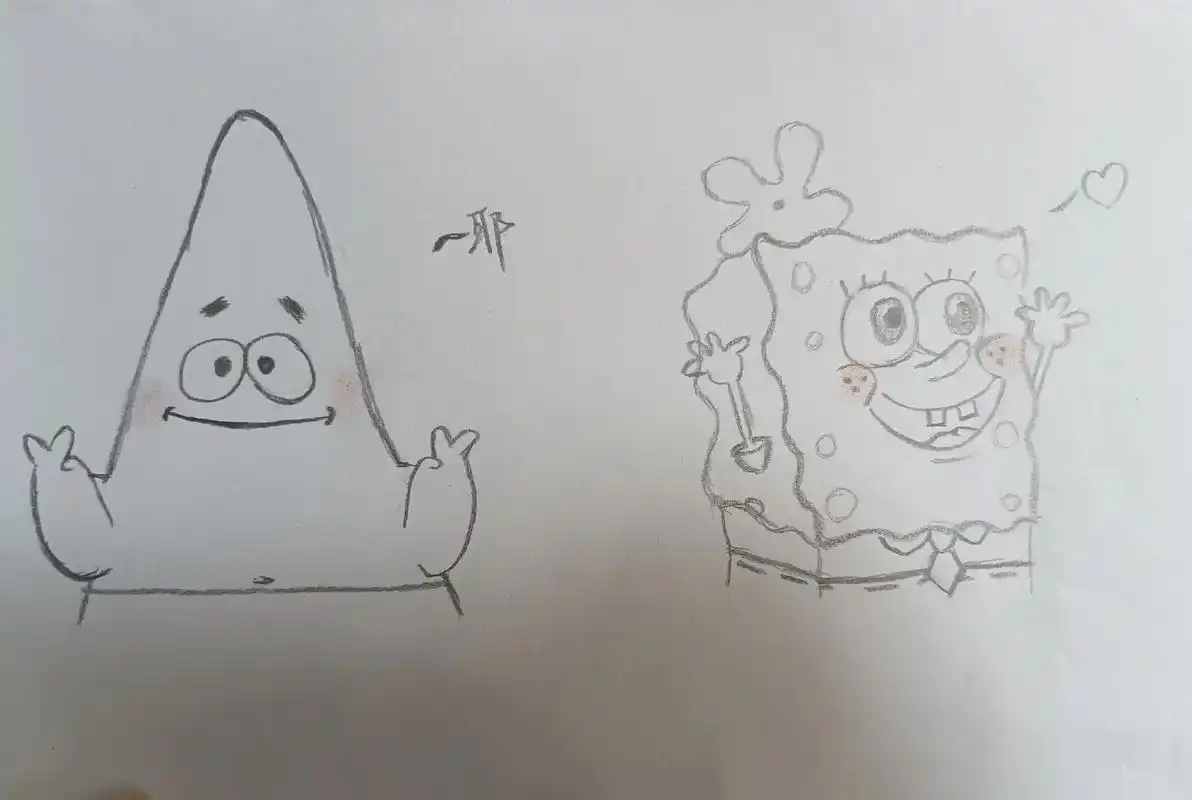 人生第一次画那么好看,必须发个抖音#简笔画#海绵宝宝派大星  - 抖音