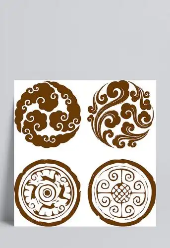 中式复古圆形图花纹psd素材