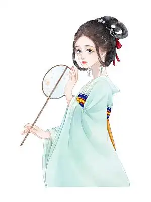 古风人物绿色手绘古风唯美中国风汉服女子人物元素png素材