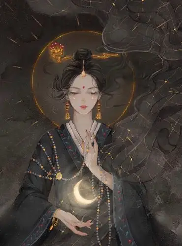 衣着华美色彩靓丽禅意古风女子