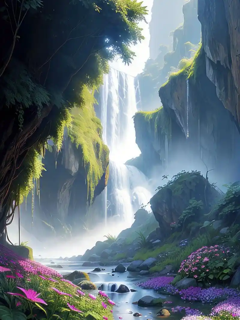 治愈系手机风景壁纸—山间瀑布 拿图请留痕,需要原图请发私信,免费送