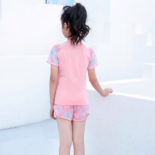 女童游泳衣保守女孩分体学生泳装短裤中大夏季儿童泳衣