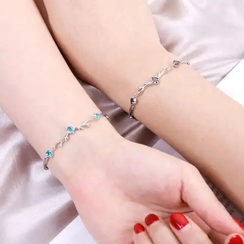 一路有你鹿手链女ins小众设计学生手饰闺蜜情侣手镯生日礼物优雅款蓝