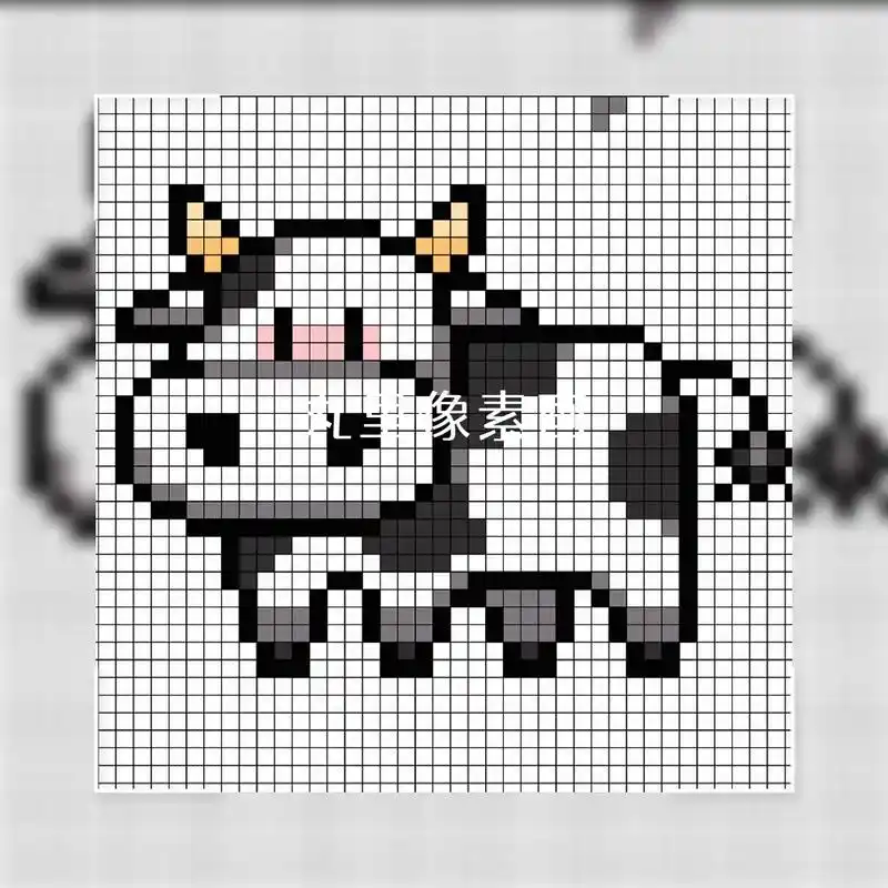 小奶牛像素画图解.#像素画教程 #像素画 #方格画 #教你画 - 抖音
