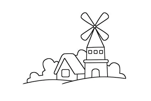 风车小屋简笔画