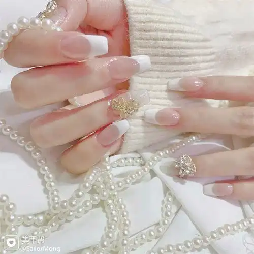 法式婚甲白色本周最火white美甲图片