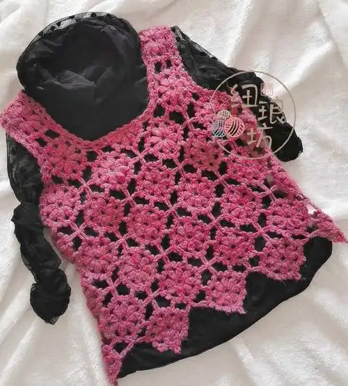 星光 百搭款女士钩针外搭拼花吊带背心-编织教程-编织人生
