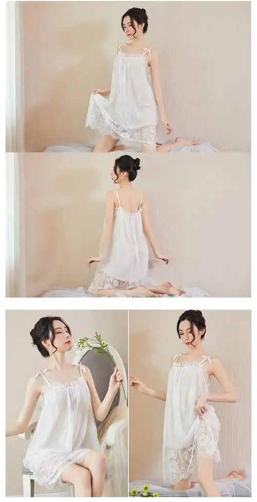 情趣内衣真空透视免脱睡裙性感蕾丝吊带开档制服睡衣露背大码家居服