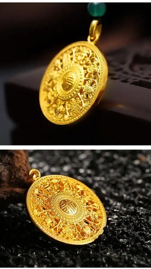 老凤凰古法黄金吊坠足金佛传八宝罗盘传承999足金硬金罗盘项坠男女款