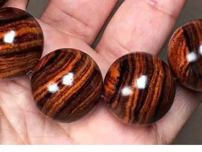 汝媚海南黄花梨木手串虎皮纹海黄老料佛珠手链把件男女手串饰品虎皮纹