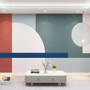 电视背景墙壁纸客厅色墙布北欧几何拼色客厅壁画小清新背景壁布