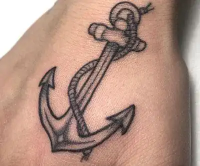 手背虎口船锚纹身图案(20)