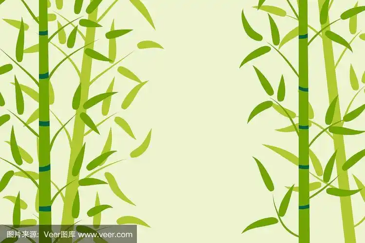 卡通竹林牌.热带植物的背景.大自然.在亚洲热带雨林.矢量插图.