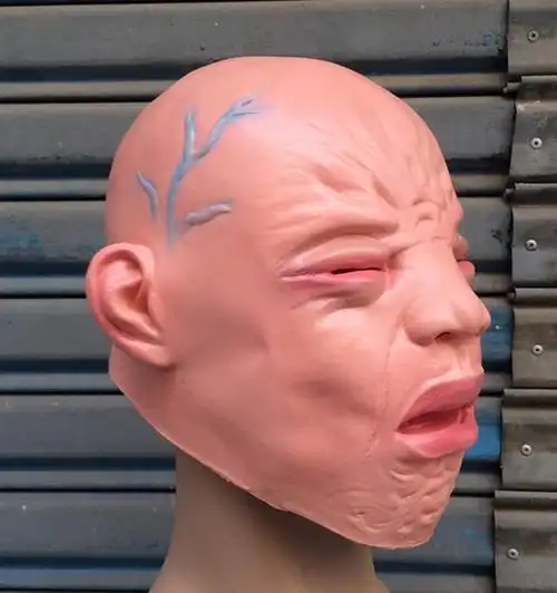 哭泣头套全头面具头套 万圣节酒吧密室鬼屋哭脸面具 逼真哭泣婴儿面具