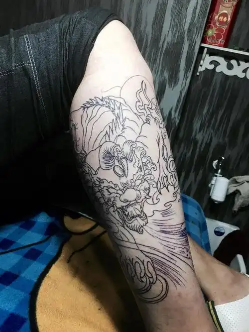 麒麟线条_纹身图案手稿图片_刘明的纹身作品集