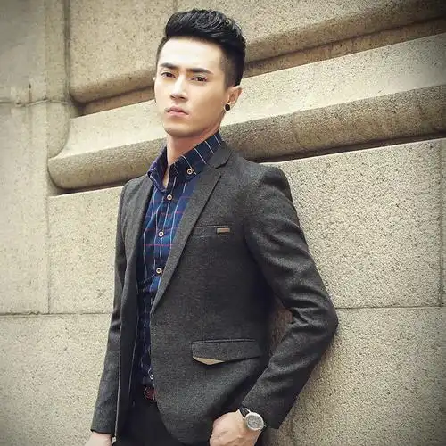 新款秋冬西服修身紧身发型师纯色西装