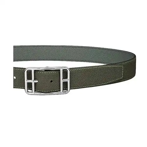 hermes爱马仕男士皮带 针扣小牛皮钯金金属搭扣腰带2021新款时尚 橙色