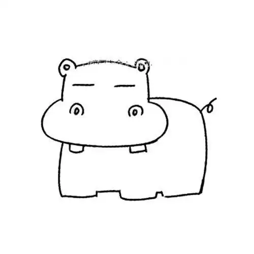 卡通河马简笔画