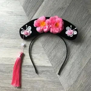 故宫博物院正品儿童旗头发箍,粉色流苏,搭配旗袍汉服古装美美哒