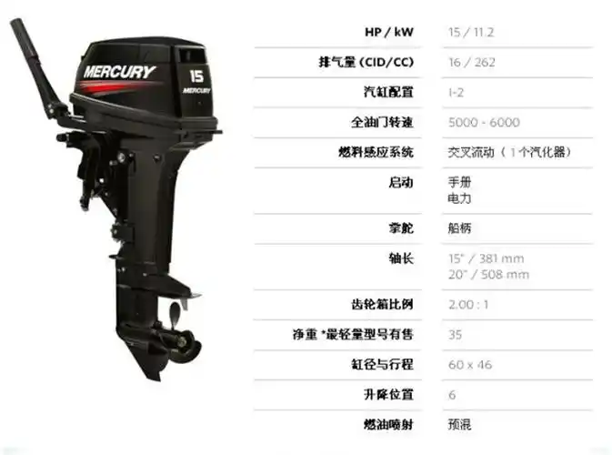 美国水星船外机mercury两冲四冲程游艇舷外机25250马力