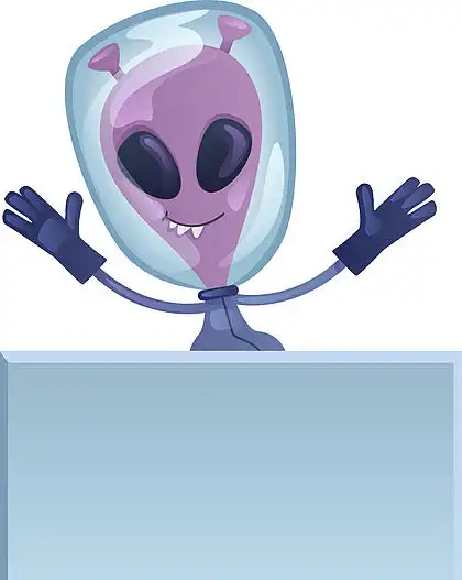 火星 i> i>人 /i> /i>与空白横幅平面卡通矢量插图.