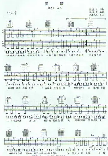 星晴-周杰伦 吉他谱