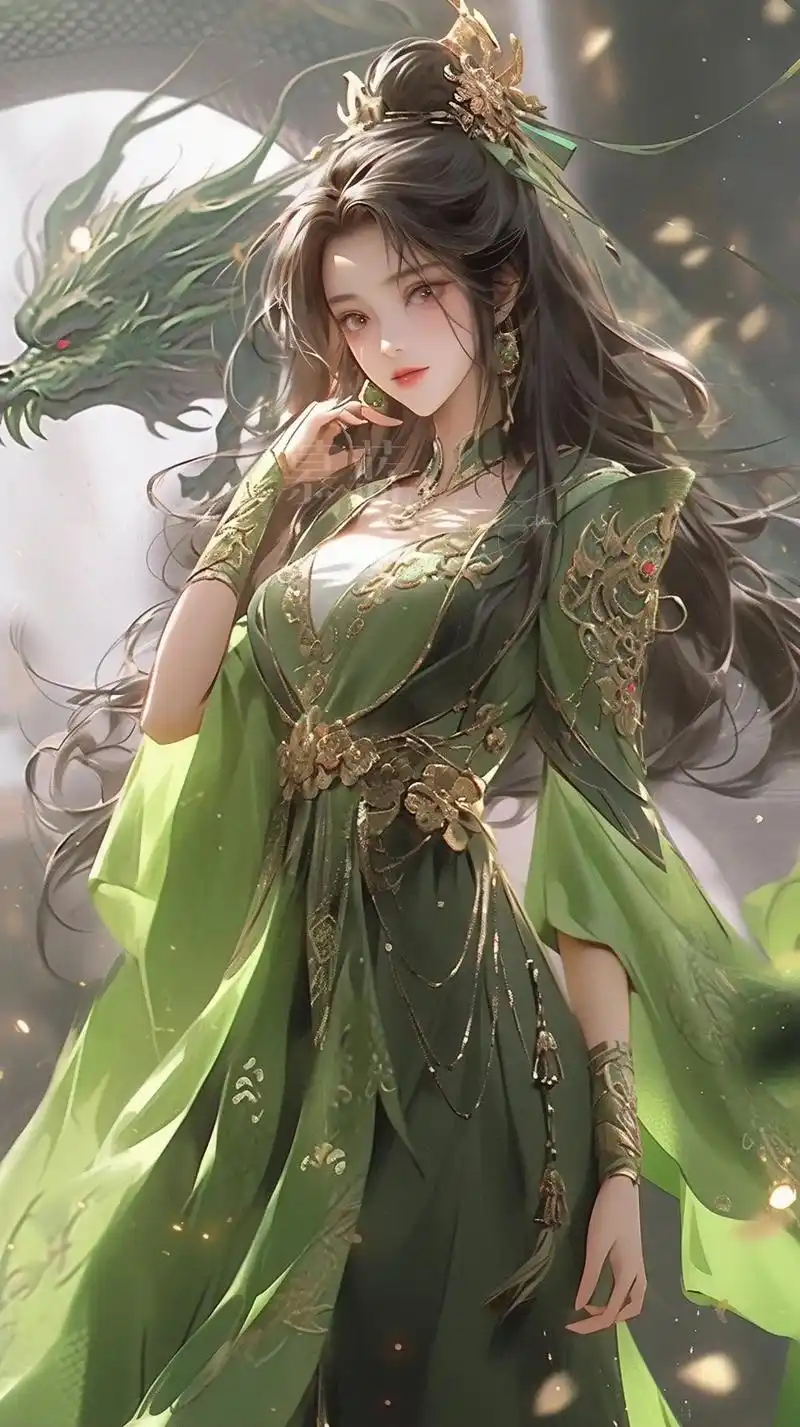 青龙圣女.#ai绘画  #插画 #仙气十足 #古风 #art - 抖音