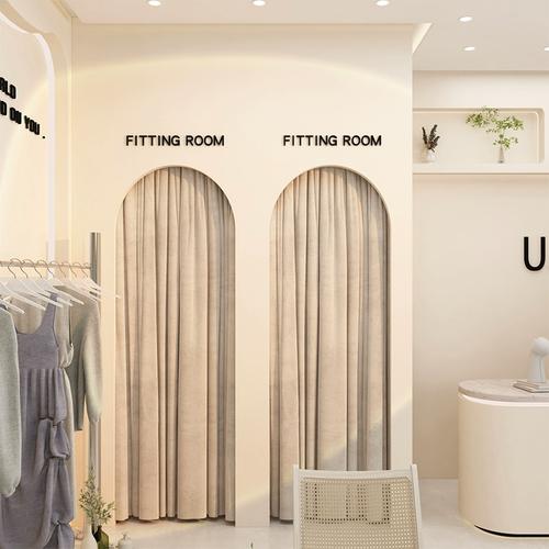 服装店墙面装饰画试衣间门贴纸女装店铺氛围布置更衣室提示背景墙