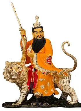 台湾纯铜鎏金龙虎山张天师神像家居风水摆件供奉张道陵祖天师神像