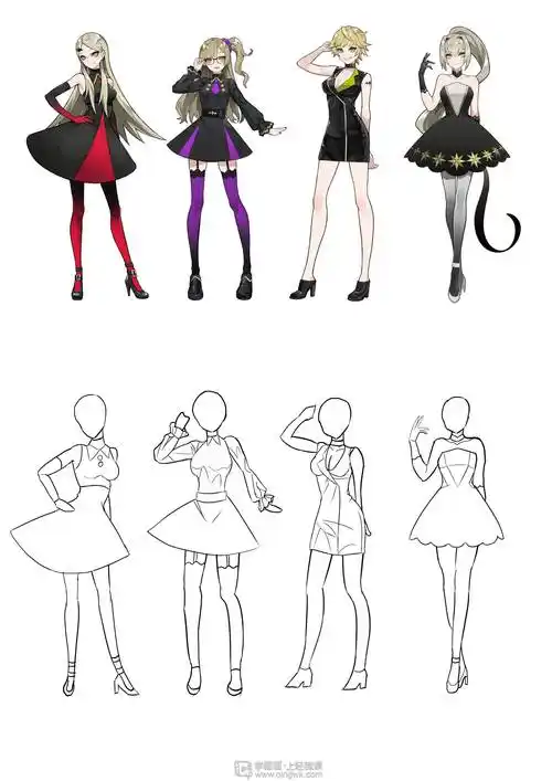 作业:在线学二次元日式插画漫画只动漫人物衣服绘制方法训练 - 落叶松