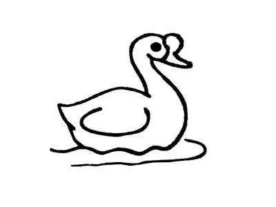 鹅在池塘简笔画带颜色