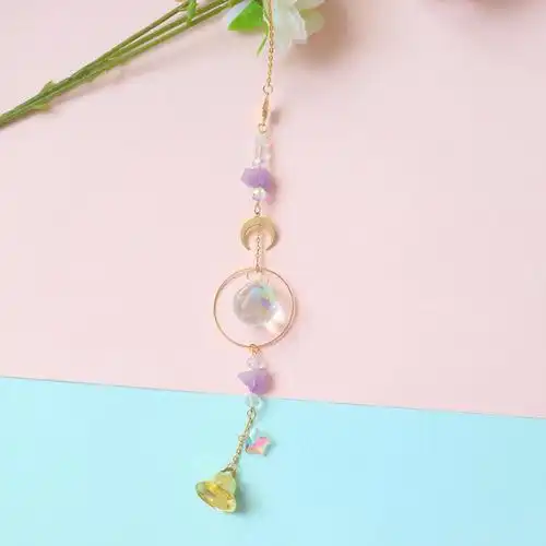 风铃挂饰ins光影水晶风铃挂件铃铛卧式房间窗户挂饰梦幻彩虹礼物阳光