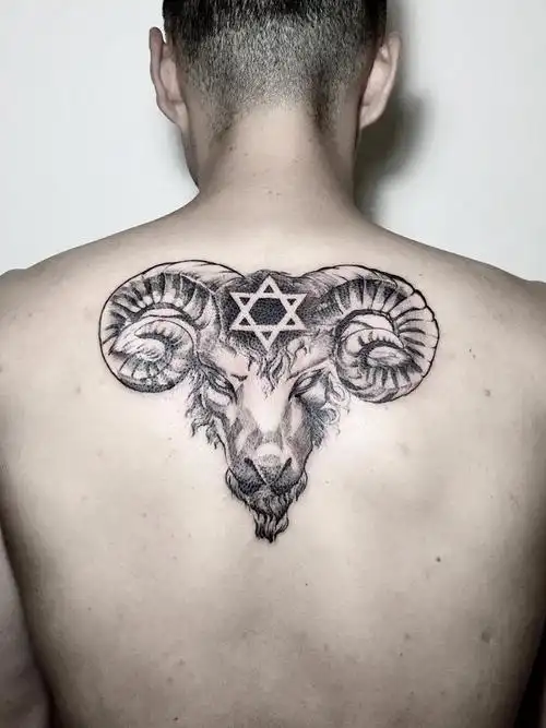 六芒星公羊头_纹身图案手稿图片_镜子的纹身作品集