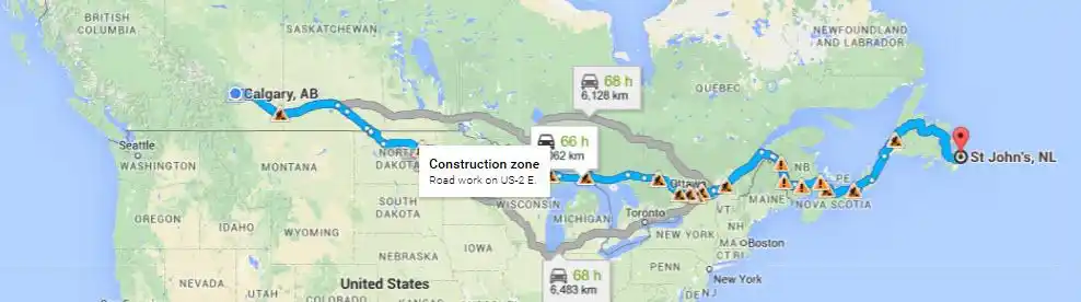 卡尔加里至纽芬兰多少公里