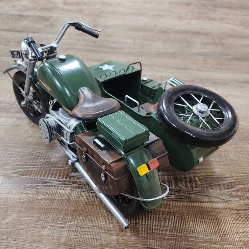 长江750三轮摩托车模型手工铁艺仿真侉子摆件怀旧家居装饰品道具