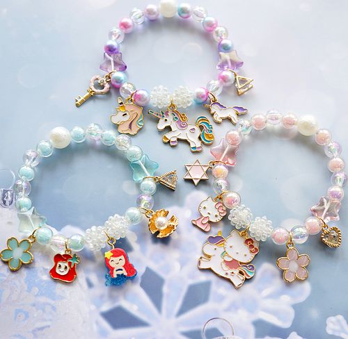 可爱公主手链儿童手串珍珠水晶宝石玩具女孩手链