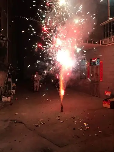 在噼里啪啦的鞭炮声中阵阵欢声笑语,美丽的烟花绽放出绚丽的色彩