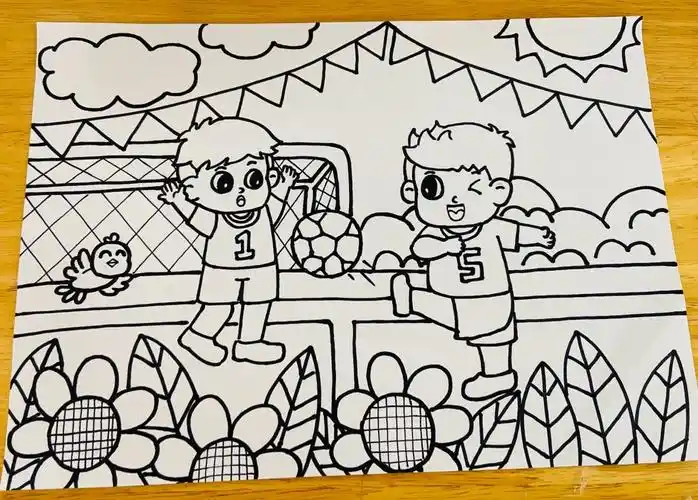 幼儿园运动会美术简笔画～踢足球7115#幼儿园 #幼儿园美术  #简笔