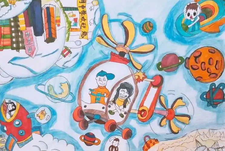 我的科幻画!未来到底是什么样的!画中代表着我的想象!