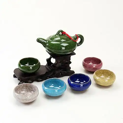 龙瓷冰裂七件套茶具 新药订单满300元送一套 特价商品除外 颜色随机