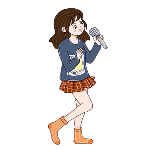 手绘可爱女孩拿着话筒唱歌原创元素