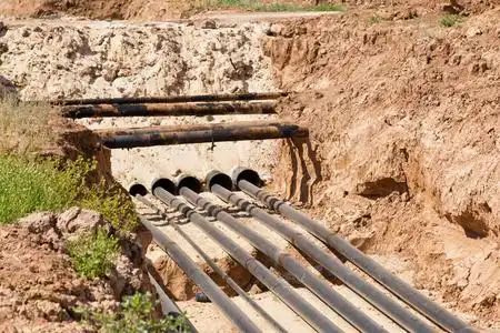 防腐蚀在深沟底部特殊套管的道路下特殊防腐蚀保温管道照片